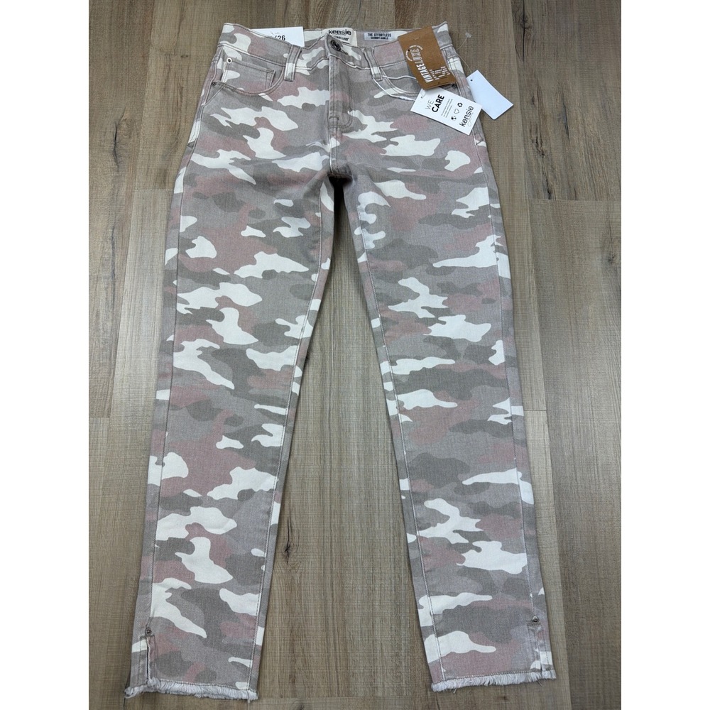 Kensie Jeans The Effortless Skinny Ankle Rosewater Camo Print Pants 2/26 NWT